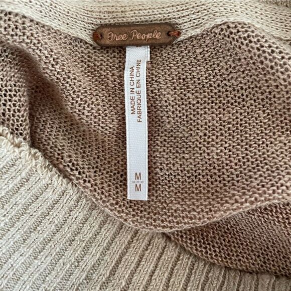 Free People Striped Linen Blend Boxy Sweater Size Medium - Picture 3 of 9